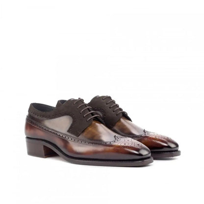 Handpainted Tabbacco Shade Long Wing Blucher Brogue Flat Toe