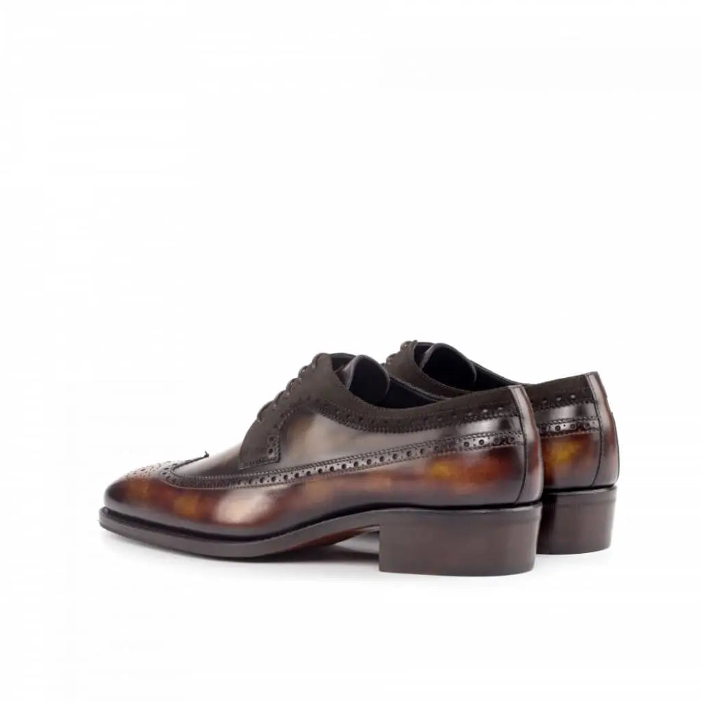 Handpainted Tabbacco Shade Long Wing Blucher Brogue Flat Toe