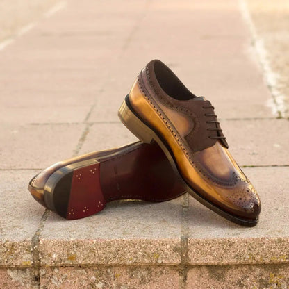 Congnac Handpainted Long-Wing Blucher  Brogue With Suede Strap