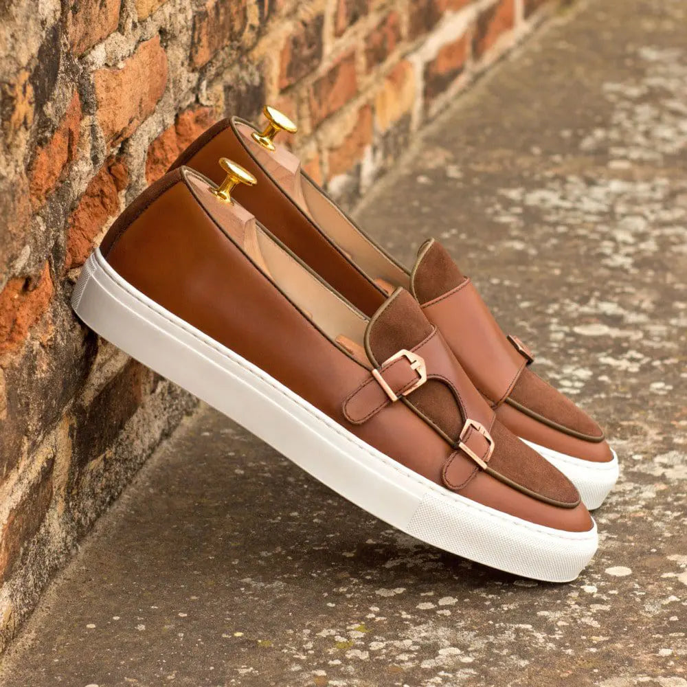 Daniel Tan Leather Suede Monk Strap Low Top Sneaker