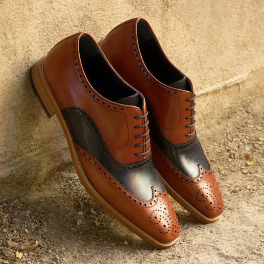 Adam Tan Brown Finished Crust Full Brogue Shoe For Men