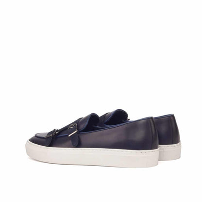 John Black Leather Suede Monk Strap Low Top Sneaker