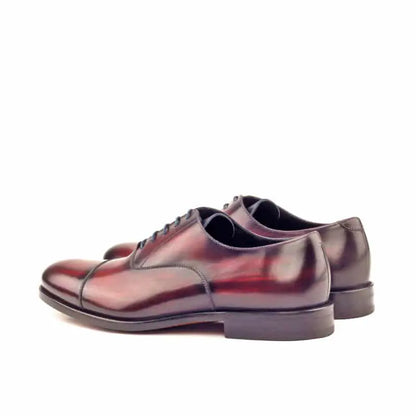 Burgundy Handpainted Wood Texture Leather Oxford Shoes