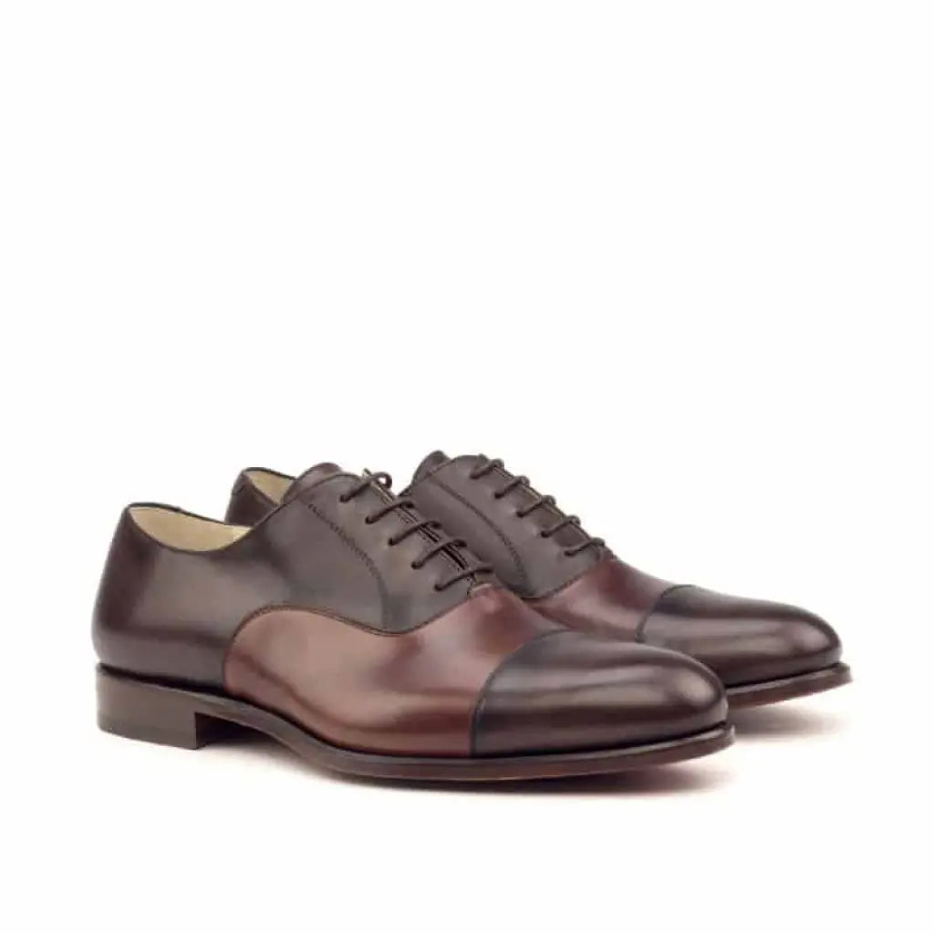 Brown Cap Toe Tan Crust Leather Oxford Shoes