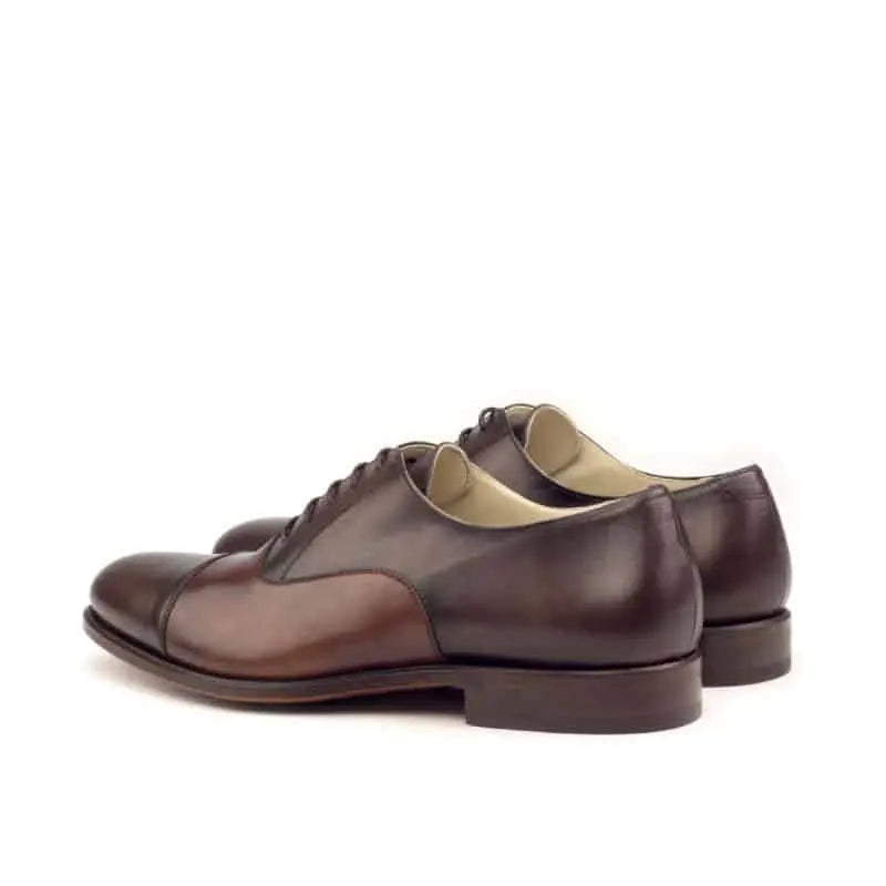 Brown Cap Toe Tan Crust Leather Oxford Shoes