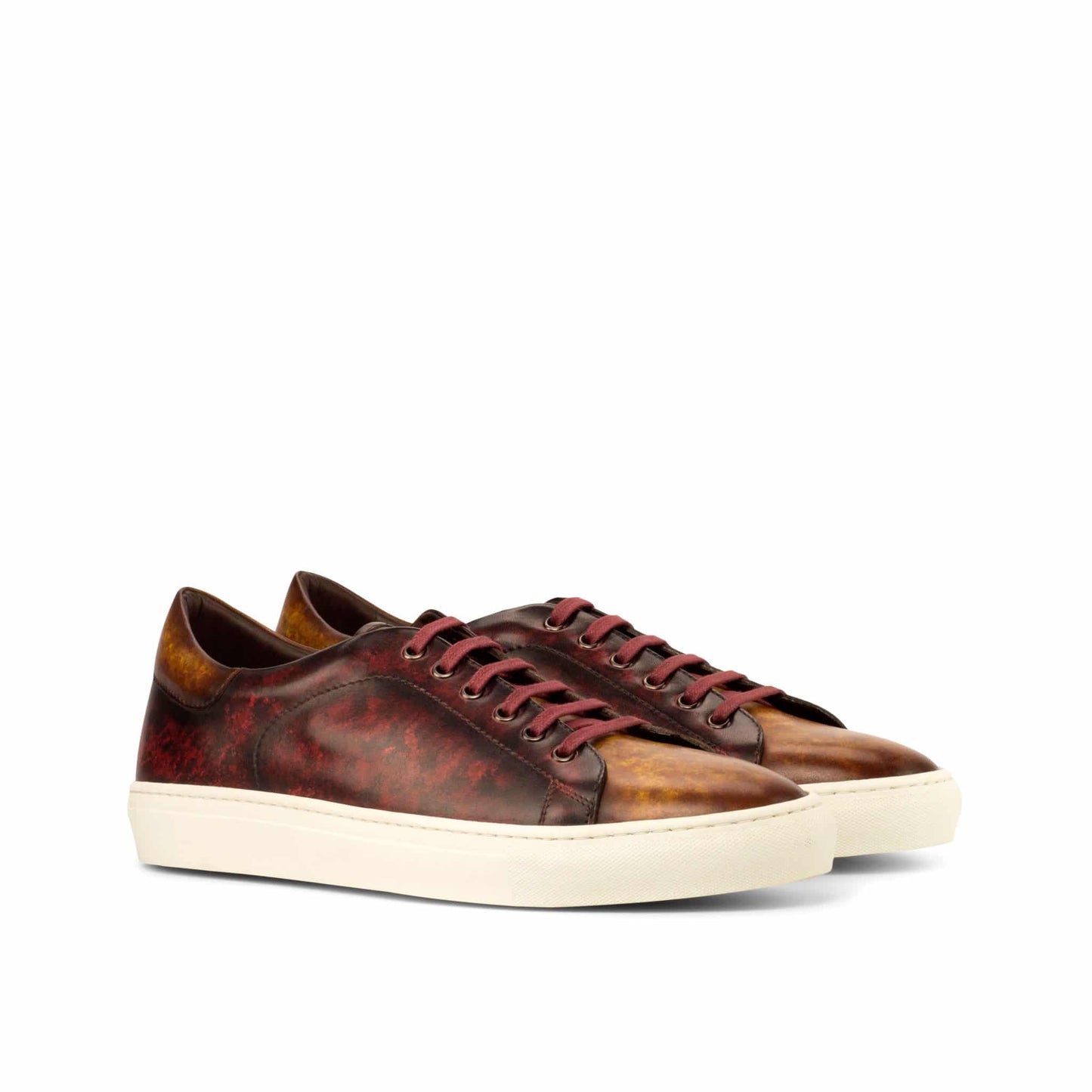 Robert Tan Toe Maroon Tabbacco Patina Low Top Sneaker