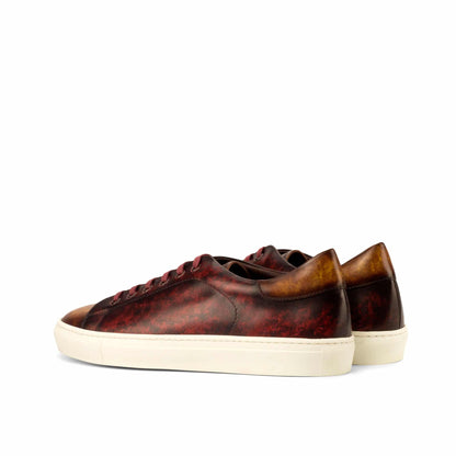 Robert Tan Toe Maroon Tabbacco Patina Low Top Sneaker