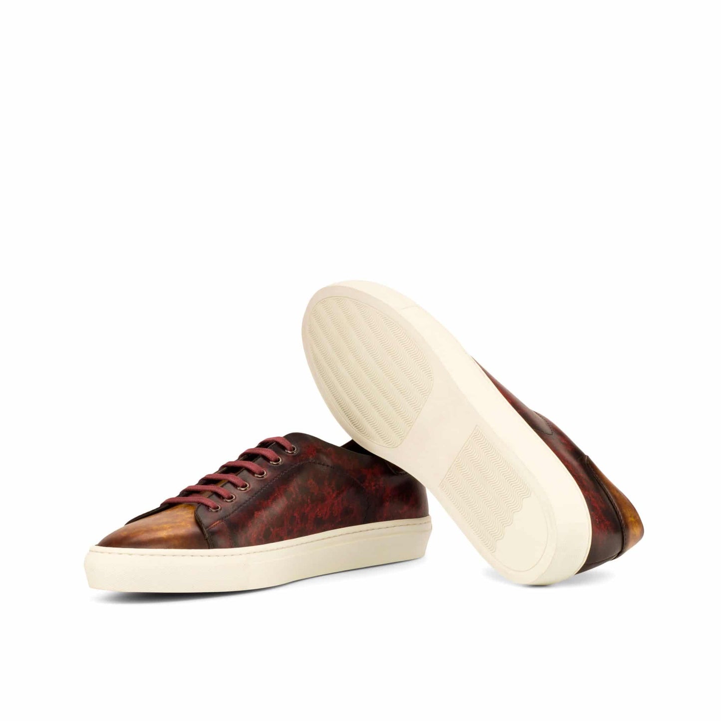 Robert Tan Toe Maroon Tabbacco Patina Low Top Sneaker