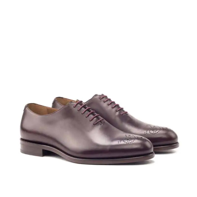 Dark Brown with Toe Design Leather Wholecut Derby Shoe