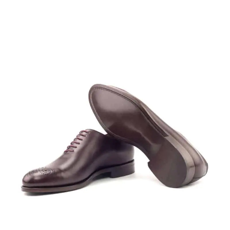 Dark Brown with Toe Design Leather Wholecut Derby Shoe