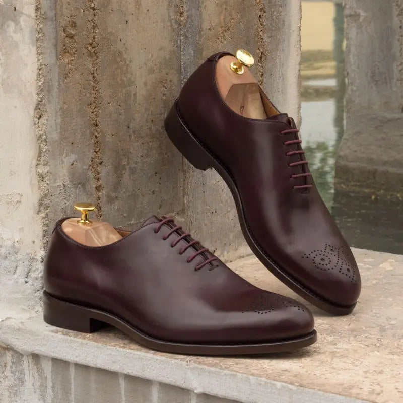 Dark Brown with Toe Design Leather Wholecut Derby Shoe