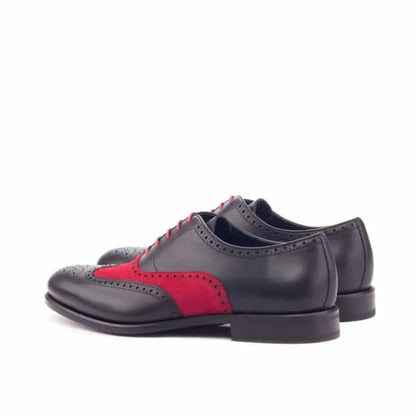 Chris Royal Black and Red Suede Full Brogue Dress Shoe