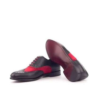 Chris Royal Black and Red Suede Full Brogue Dress Shoe