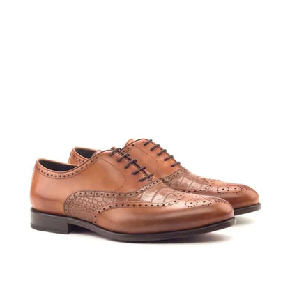 John Tan Croco Finished Crust Full Brogue Shoe For Men