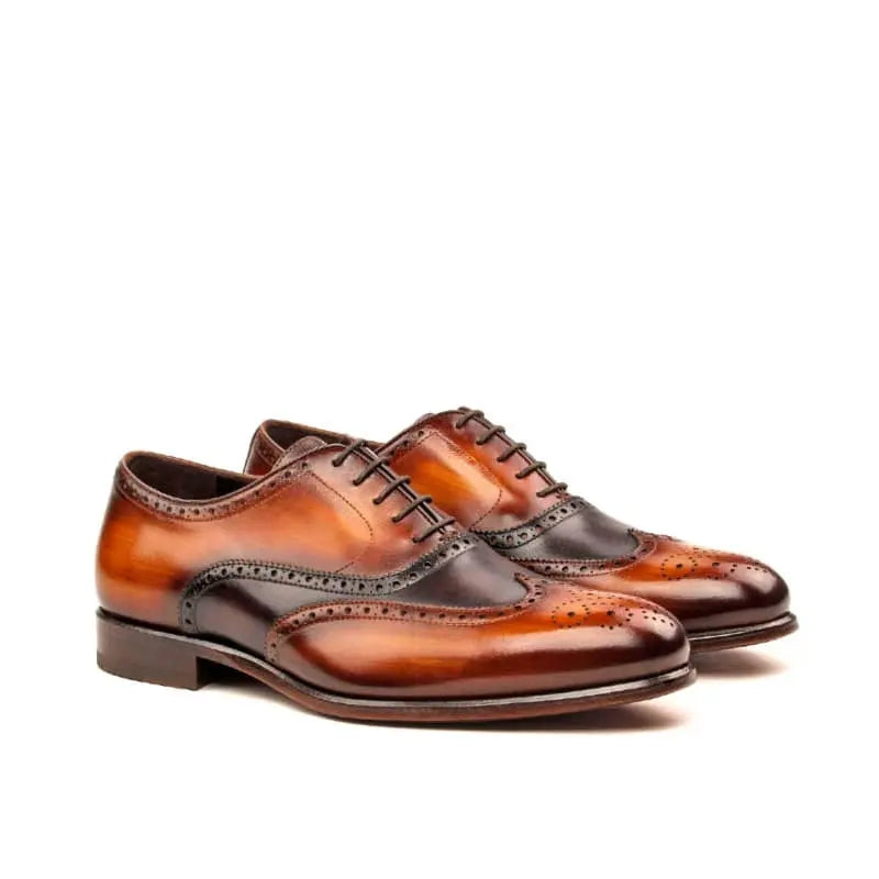 Robert Brown & Tan Handpainted Full Brogue Shoe For Men