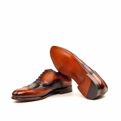 Robert Brown & Tan Handpainted Full Brogue Shoe For Men