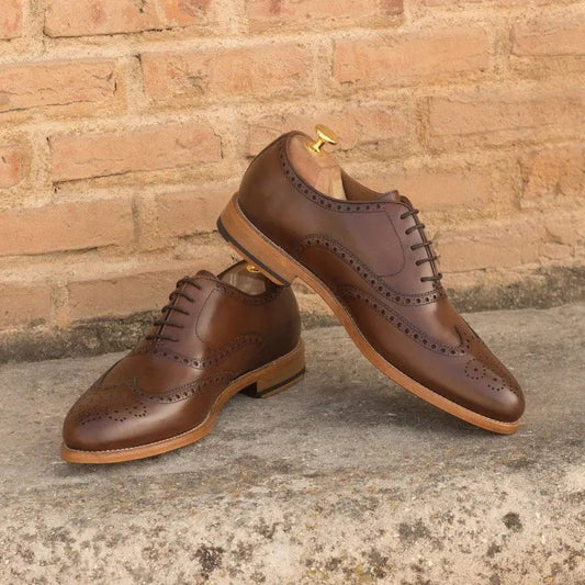 Brown Crust leather with Two Tone Shade Round Toe Premium Brogue Shoe