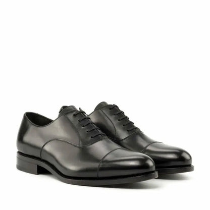 Full Black Calf Belmont Leather Oxford Shoes