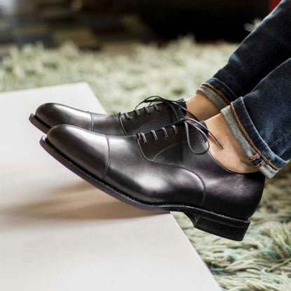 Full Black Calf Belmont Leather Oxford Shoes