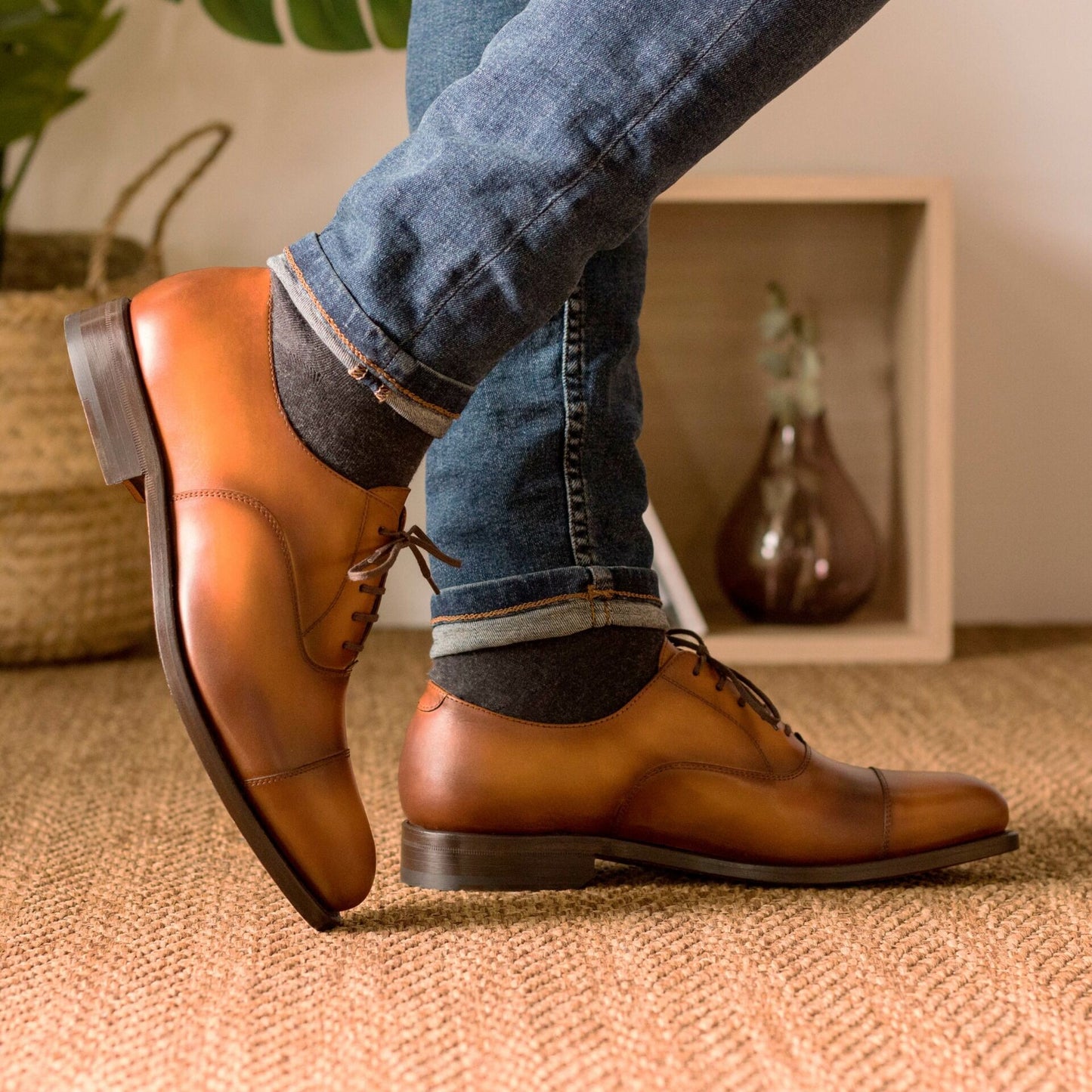 Kevin Premium Tan With Two Tone Leather Oxford Shoes