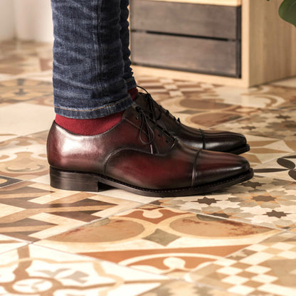 George Burgundy With Two Tone Leather Oxford Shoes