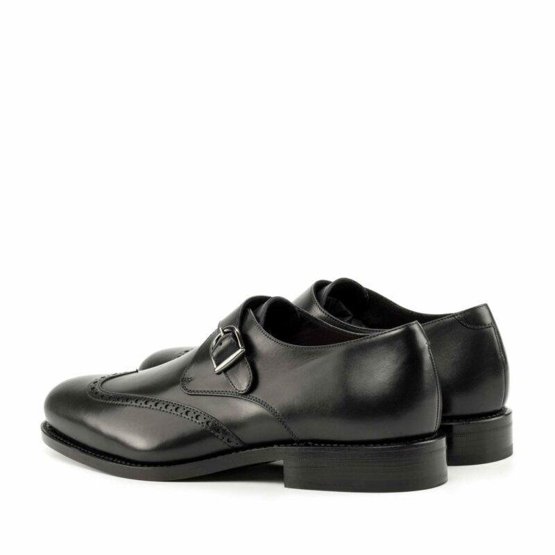 Ray Black Premium Box Calf Single Brogue Strap Monk