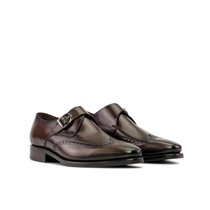 Matte Dark Cuir Single Brogue Strap Monk