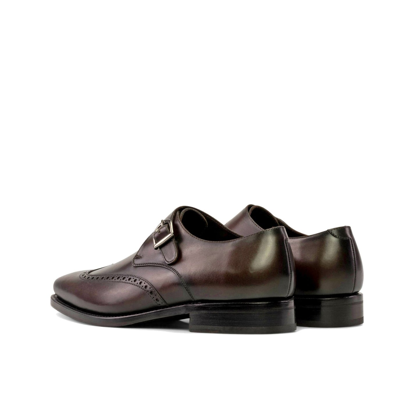 Matte Dark Cuir Single Brogue Strap Monk