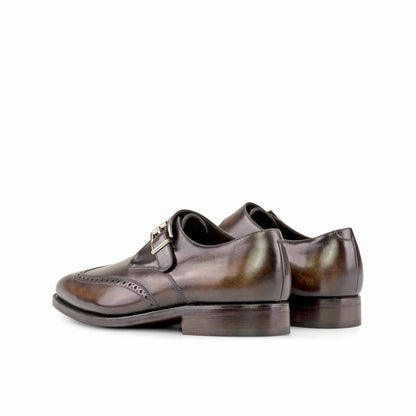 Jack Brown Tabbacco Texture Single Brogue Strap Monk