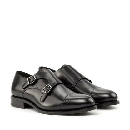 Charles Black Calf Cap Toe Double Strap Monk