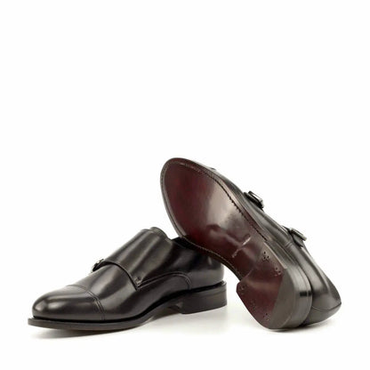 Charles Black Calf Cap Toe Double Strap Monk