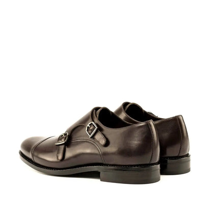 Elegant Brown Calf Cap Toe Double Strap Monk