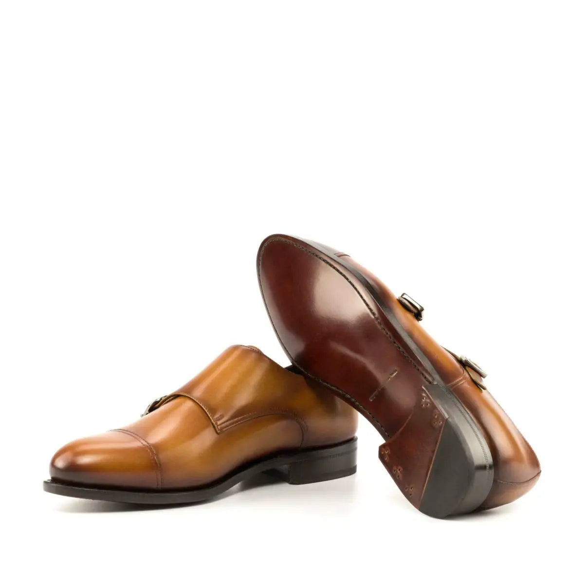 Oliver Luxury Tan Calf Cap Toe Double Strap Monk