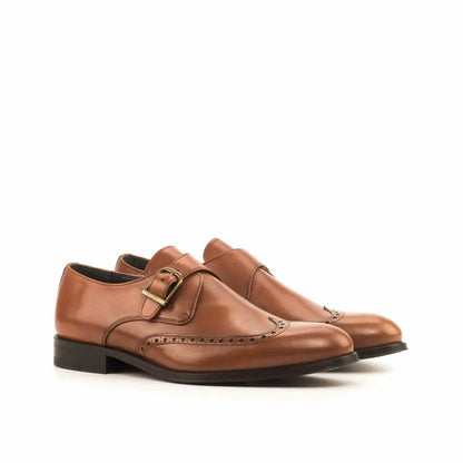 Charles Full Tan Brogue Single Strap Monk