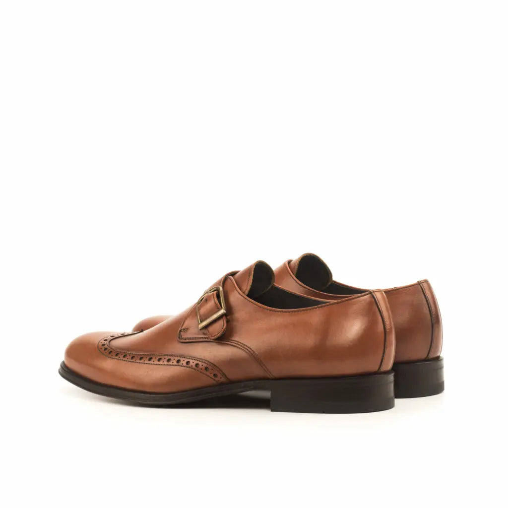 Charles Full Tan Brogue Single Strap Monk