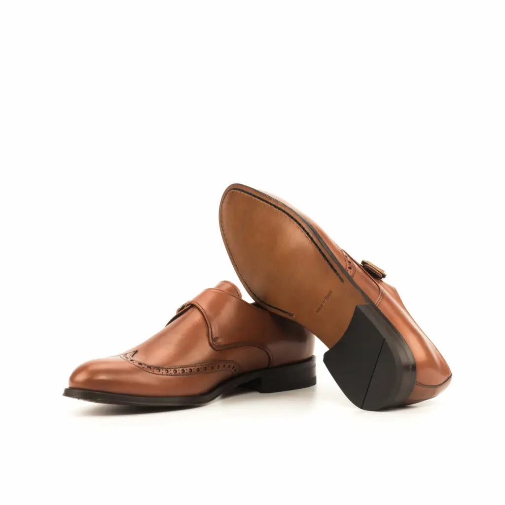 Charles Full Tan Brogue Single Strap Monk