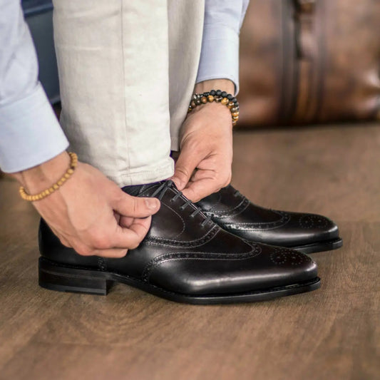 Premium Black Calf Wing-Tip Brogue Shoe