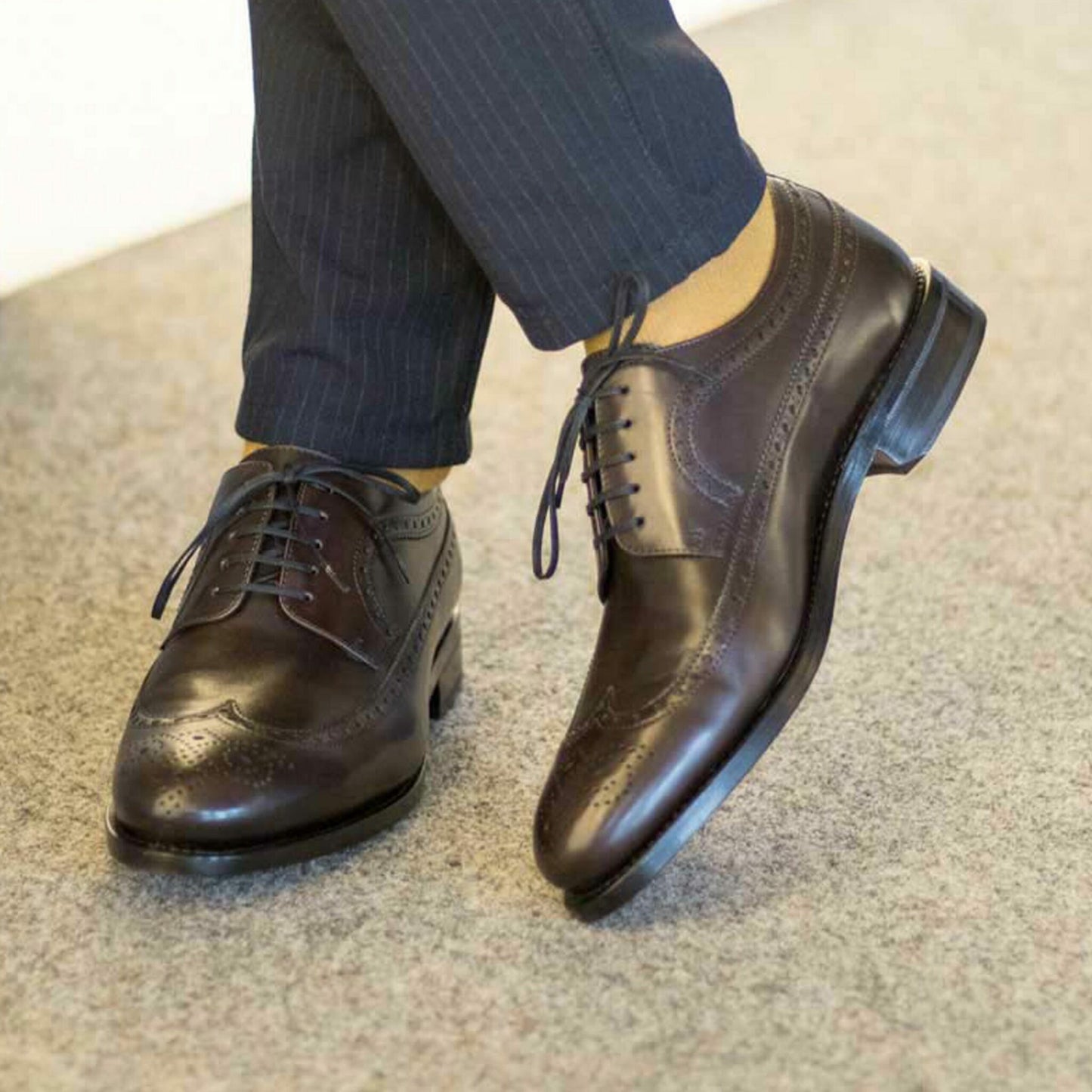 Brown Calf Longwing Blucher  Brogue Shoe