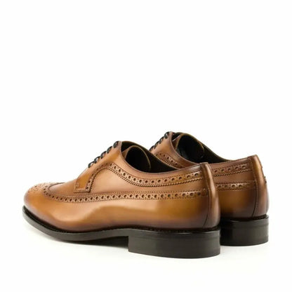 Tan Calf Longwing Blucher  Brogue Shoe