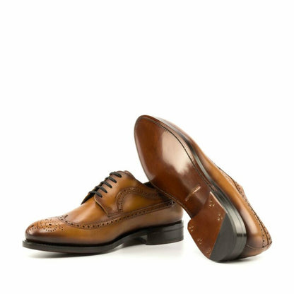 Tan Calf Longwing Blucher  Brogue Shoe