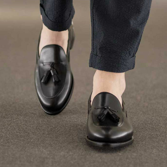 Dapper Box Calf Round Tassel Loafer