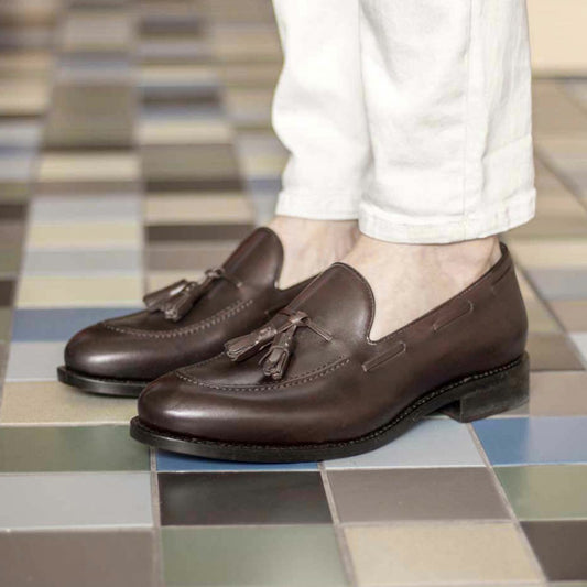 Classic Brown Box Calf Round Tassel Loafer