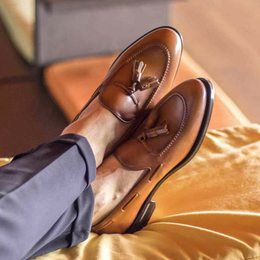 Ryan Cognac Stylish Round Tassel Loafer