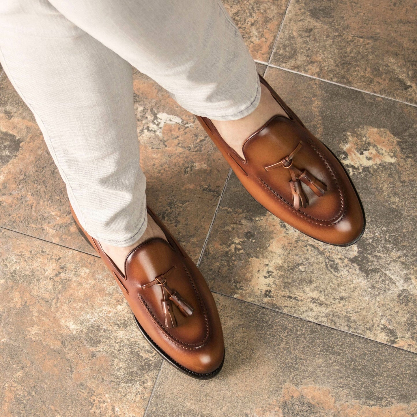 Zack Cognac Stylish Round Tassel Loafer