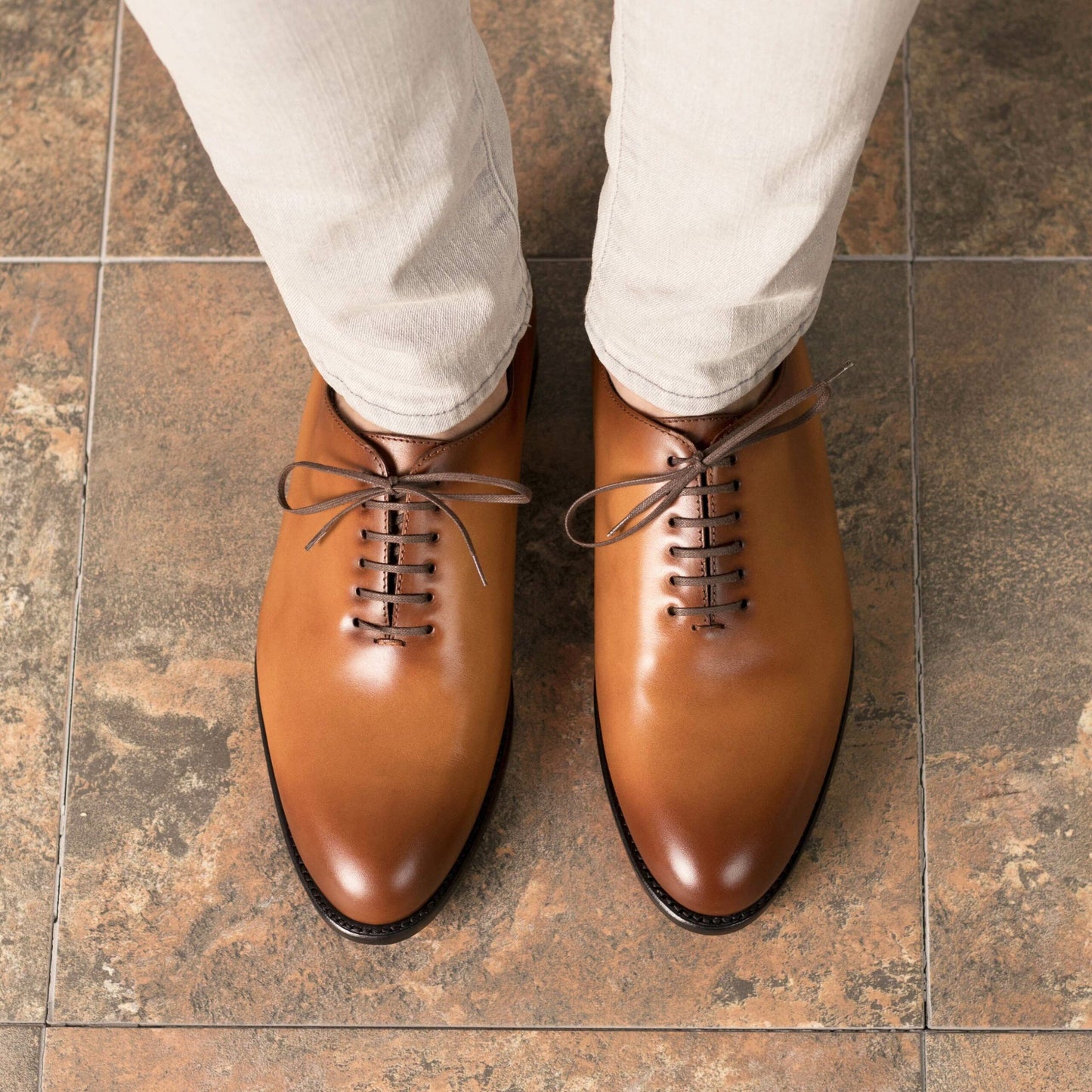 Premium Tan Calf Leather Wholecut Shoe