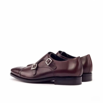 Oliver Burgundy Flat Toe Design Double Monk Strap Shoe