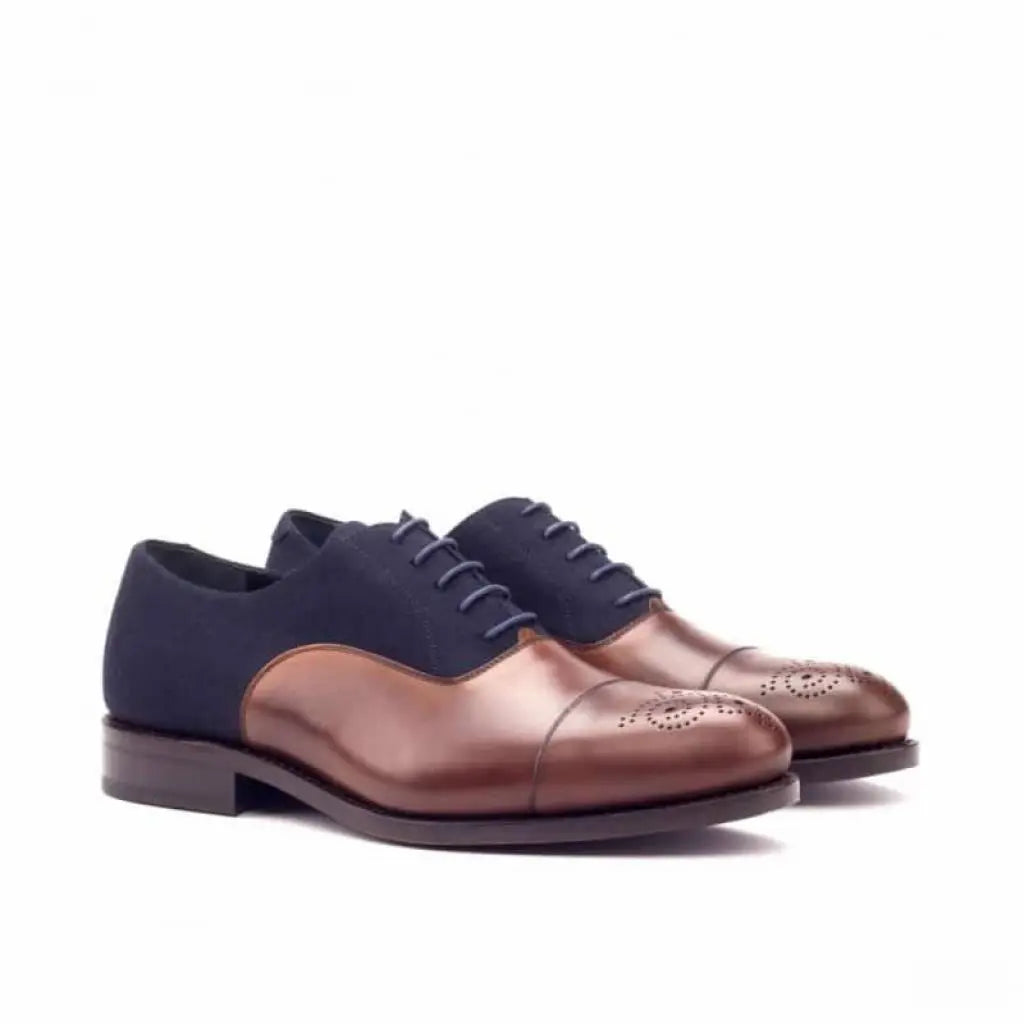 Classical Belmont Crust Navy Suede Leather Oxford Shoes