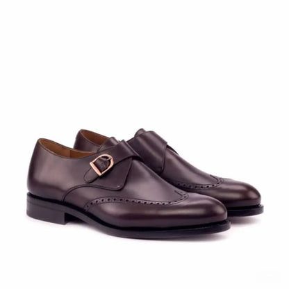 Sammy Dark Cuir Brogue Single Strap Monk