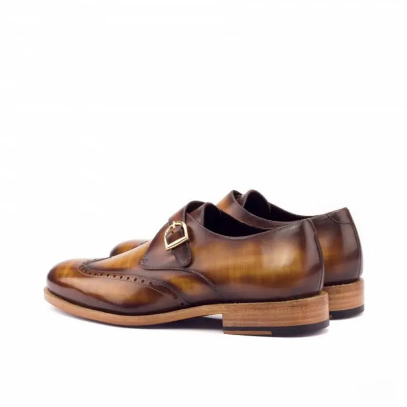 Mat Fire Finish Tan Brogue Single Strap Monk