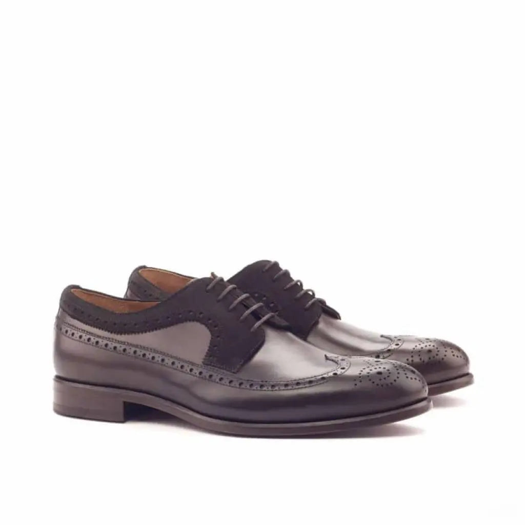 Premium Brown Leather and Suede Strap Leather Brogue Shoe For Men